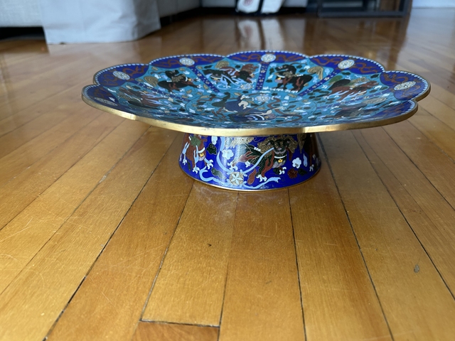 古玩雜項景泰藍高足盤真品鑒賞圖