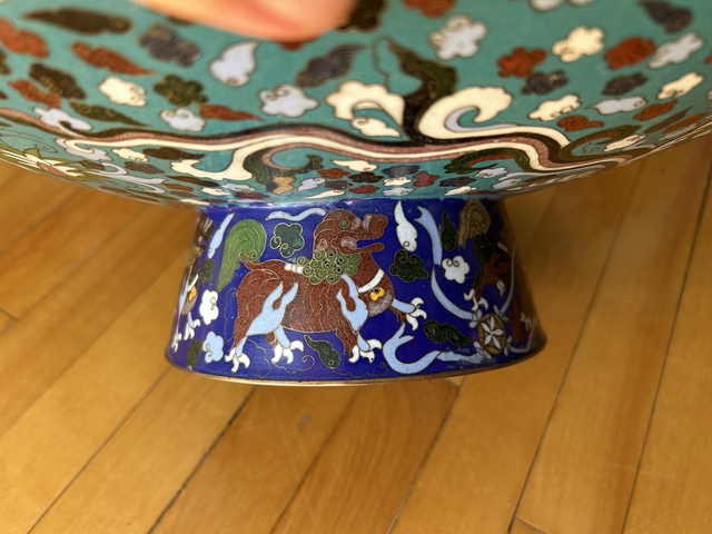 古玩雜項景泰藍高足盤真品鑒賞圖