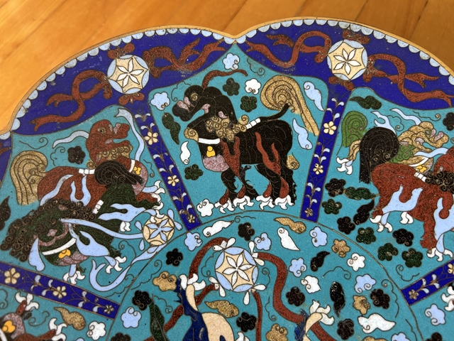 古玩雜項景泰藍高足盤真品鑒賞圖