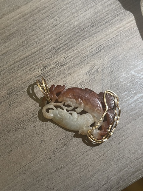 古玩玉器翡翠雕“連年有余”掛件真品鑒賞圖