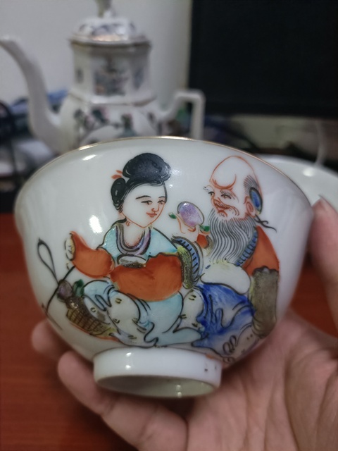 古玩陶瓷民國(guó)粉彩麻姑獻(xiàn)壽茶碗一對(duì)拍賣(mài),當(dāng)前價(jià)格2888元