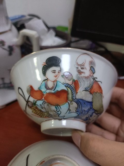 古玩陶瓷民國(guó)粉彩麻姑獻(xiàn)壽茶碗一對(duì)拍賣(mài),當(dāng)前價(jià)格2888元