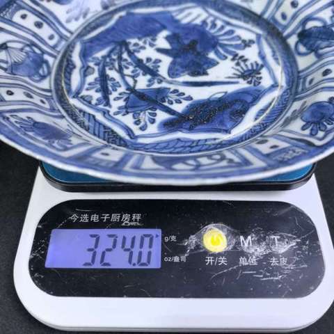 古玩陶瓷青花花鳥紋盤真品鑒賞圖