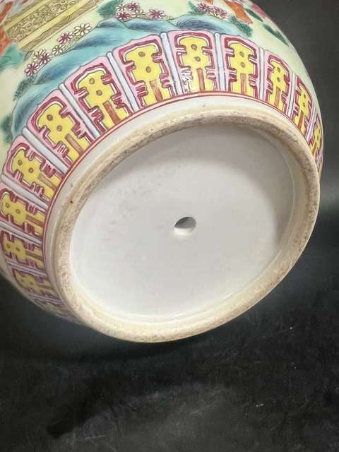 古玩陶瓷嬰戲紋粉彩花盆真品鑒賞圖