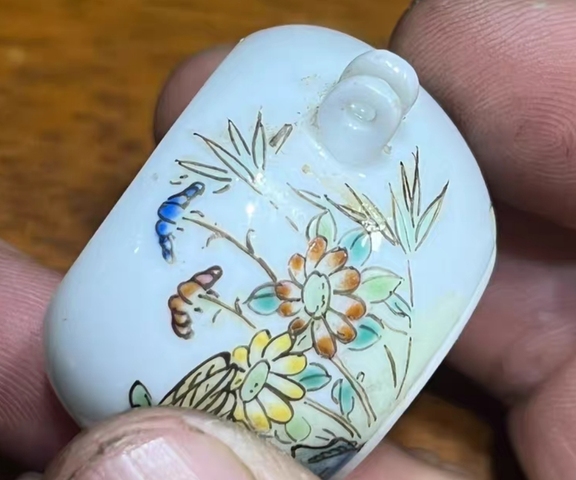 古玩陶瓷花鳥紋水盂真品鑒賞圖