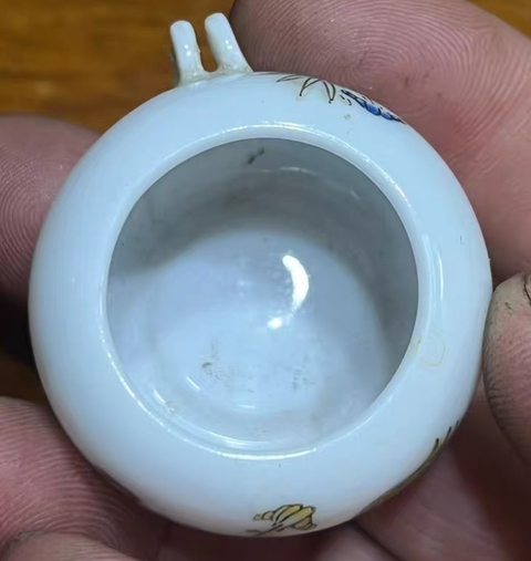 古玩陶瓷花鳥紋水盂真品鑒賞圖