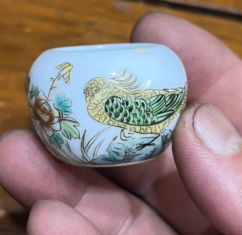 古玩陶瓷花鳥紋水盂真品鑒賞圖