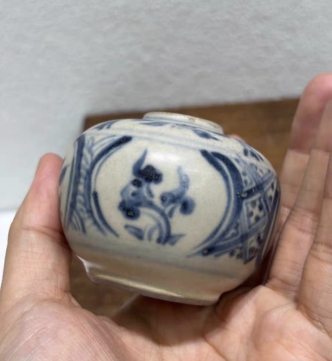 古玩陶瓷明早期安南窯青花水盂真品鑒賞圖