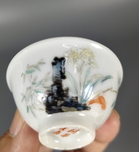 古玩陶瓷粉彩靈仙祝壽杯真品鑒賞圖