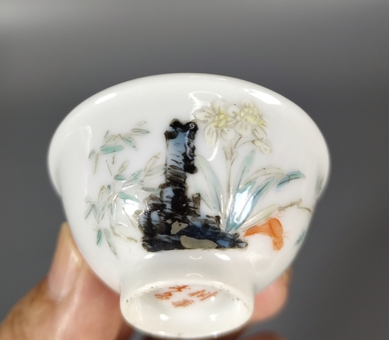 古玩陶瓷粉彩靈仙祝壽杯真品鑒賞圖
