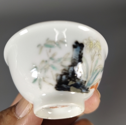 古玩陶瓷粉彩靈仙祝壽杯真品鑒賞圖