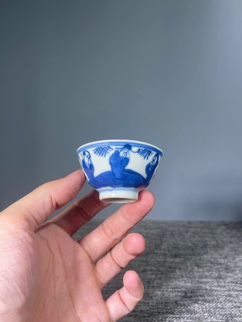 古玩陶瓷清晚期.青花三星高照杯拍賣,當(dāng)前價格588元