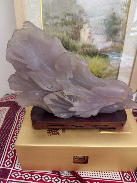 古玩玉器螢石雕“白菜”擺件真品鑒賞圖