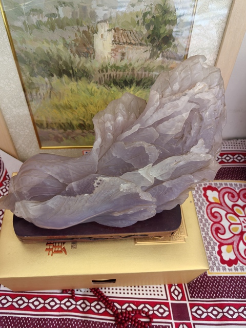 古玩玉器螢石雕“白菜”擺件真品鑒賞圖