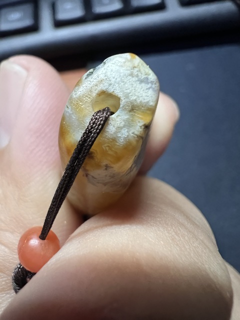 古玩玉器牛角拐珠真品鑒賞圖