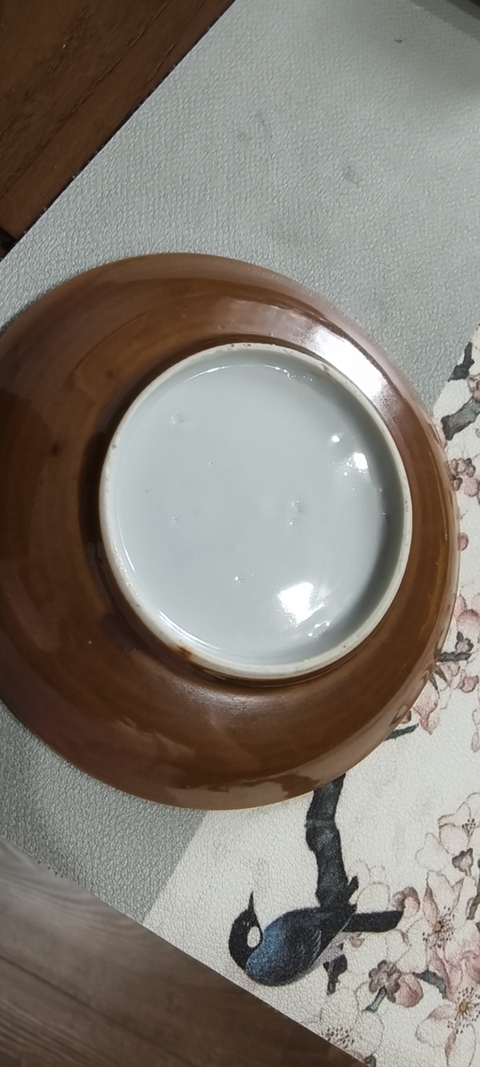 古玩陶瓷外紫金釉內青花盤真品鑒賞圖