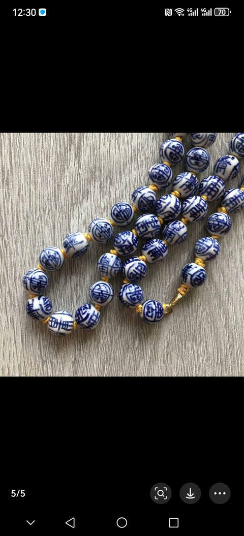 古玩陶瓷壽字紋青花瓷珠真品鑒賞圖