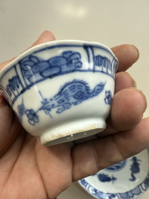 古玩陶瓷青花松鼠圖杯碟拍賣，當前價格2000元