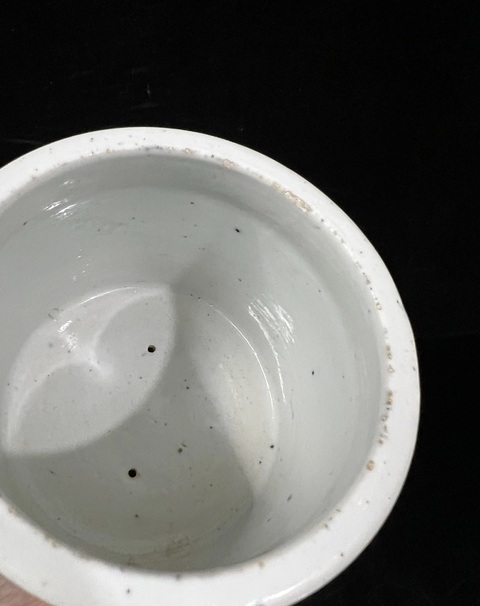 古玩陶瓷民國 青花青云紅福齊天花盆真品鑒賞圖