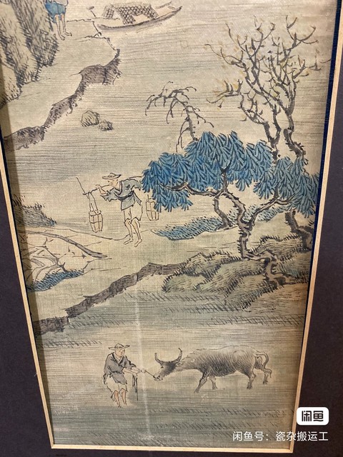 古玩字畫錢慧安款山水人物畫一對真品鑒賞圖