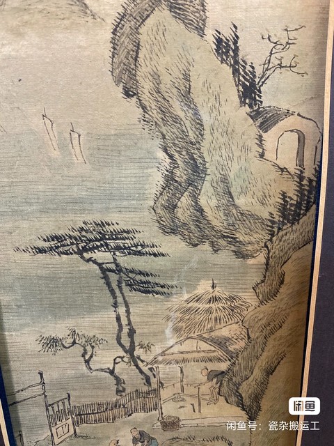 古玩字畫錢慧安款山水人物畫一對真品鑒賞圖