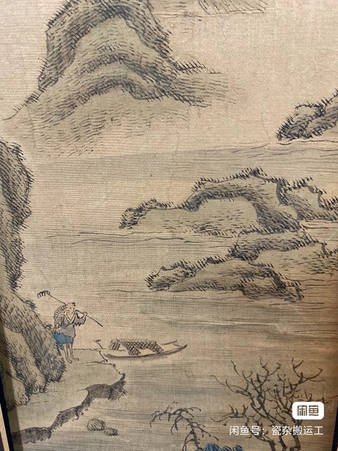古玩字畫錢慧安款山水人物畫一對真品鑒賞圖