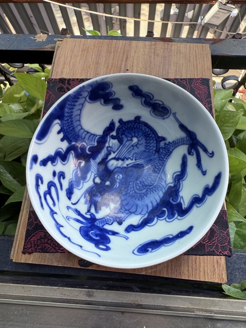 古玩陶瓷雍正·青花過墻龍紋茶圓 真品鑒賞圖