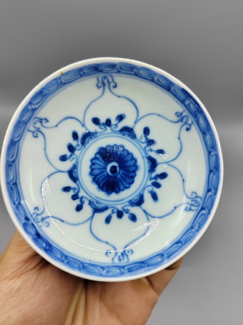 古玩陶瓷嘉慶本朝本款?如意云頭青花筆舔拍賣,當前價格980元
