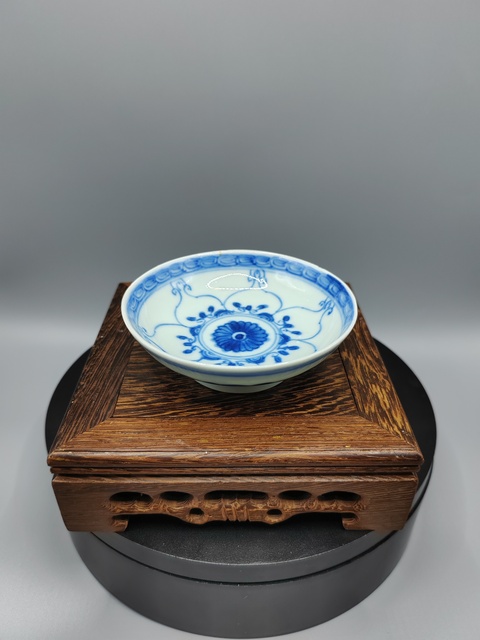 古玩陶瓷嘉慶本朝本款?如意云頭青花筆舔拍賣,當前價格980元