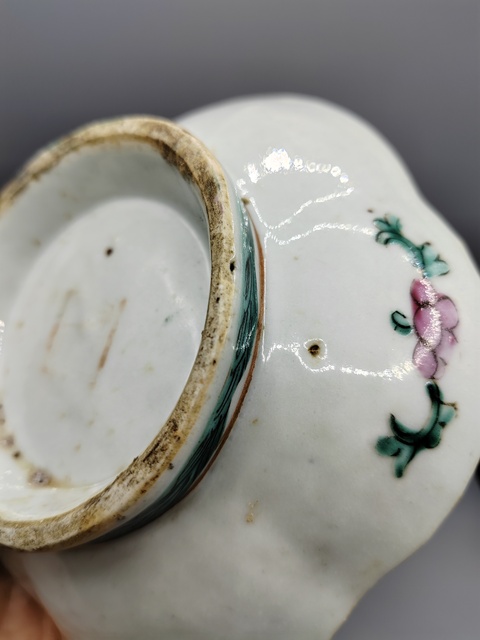 古玩陶瓷晚清洞石花鳥供盤真品鑒賞圖