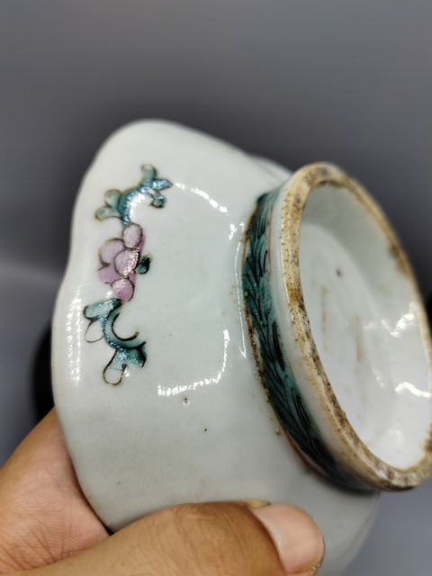 古玩陶瓷晚清洞石花鳥供盤真品鑒賞圖
