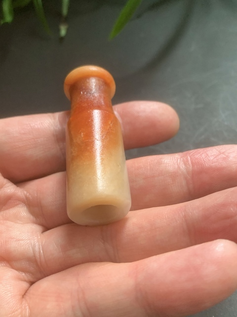 古玩玉器翡翠雕“素紋煙嘴”真品鑒賞圖