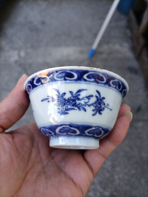 古玩陶瓷青花三多紋杯拍賣,當前價格999元