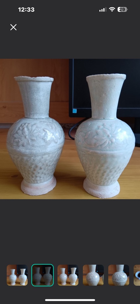 古玩陶瓷湖田窯印花瓶一對真品鑒賞圖