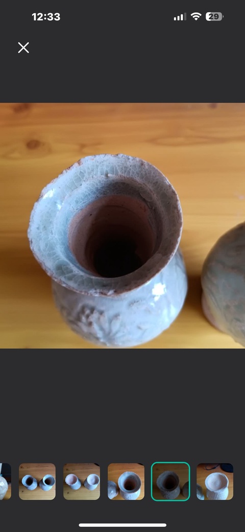 古玩陶瓷湖田窯印花瓶一對真品鑒賞圖