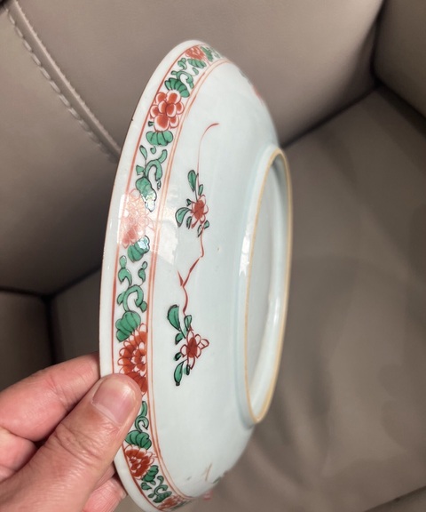 古玩陶瓷五彩鳳穿牡丹圖盤真品鑒賞圖