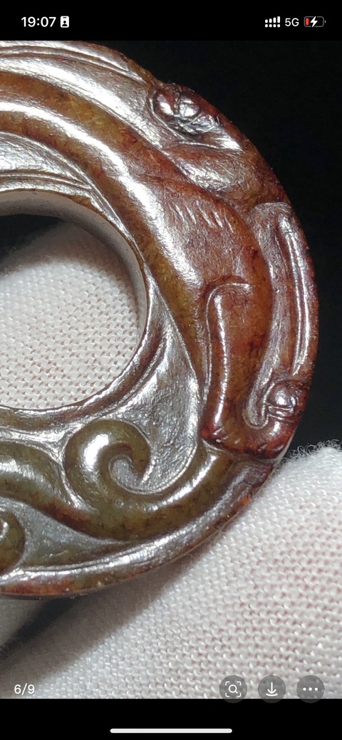 古玩玉器仿古螭龍紋玉璧真品鑒賞圖