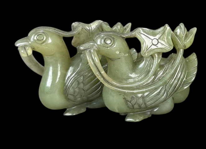 古玩玉器鴛鴦擺件真品鑒賞圖