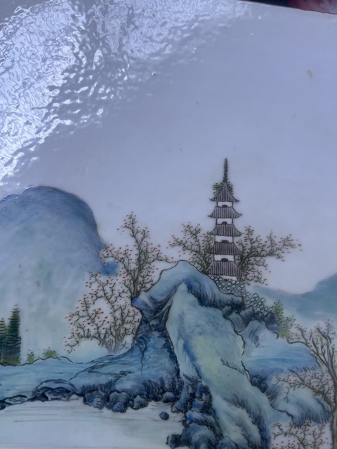 古玩陶瓷粉彩山水人物瓷板真品鑒賞圖