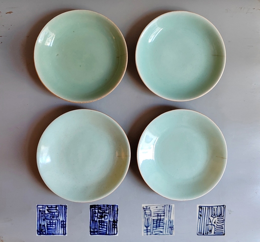 古玩陶瓷豆青釉盤真品鑒賞圖