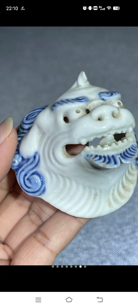 古玩陶瓷日本明治青花香薰真品鑒賞圖