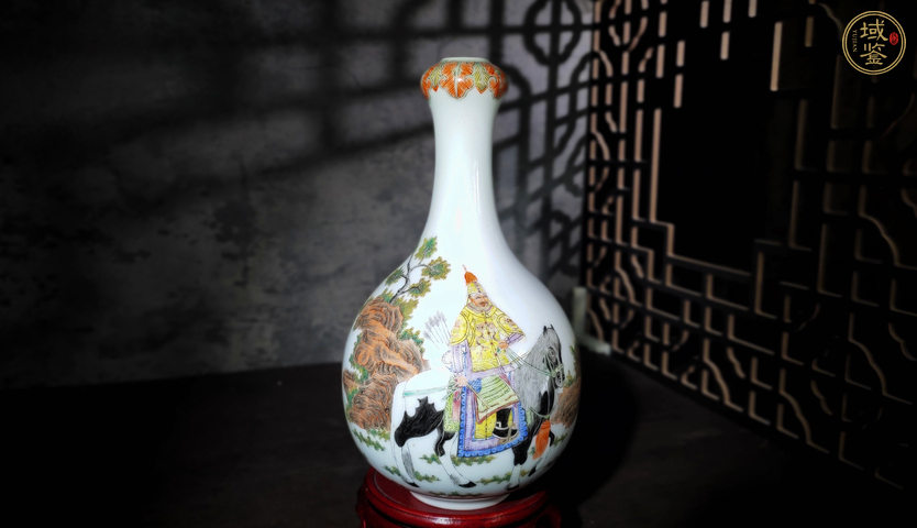 古玩陶瓷琺瑯彩人物故事詩文蒜頭瓶真品鑒賞圖