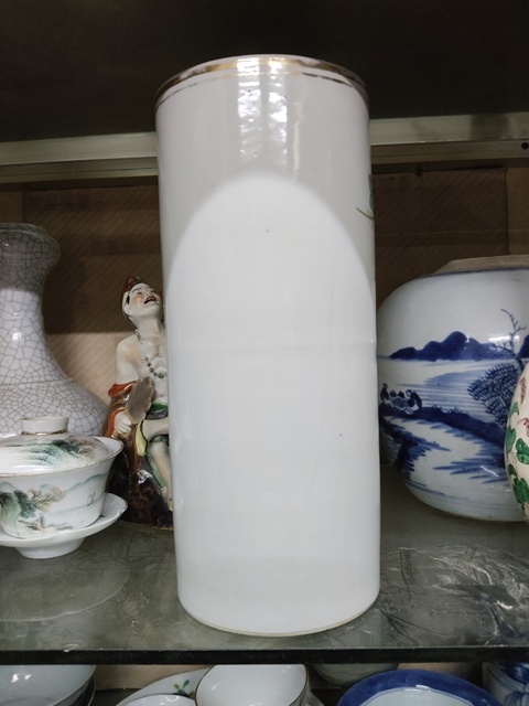 古玩陶瓷粉彩花鳥紋帽筒真品鑒賞圖