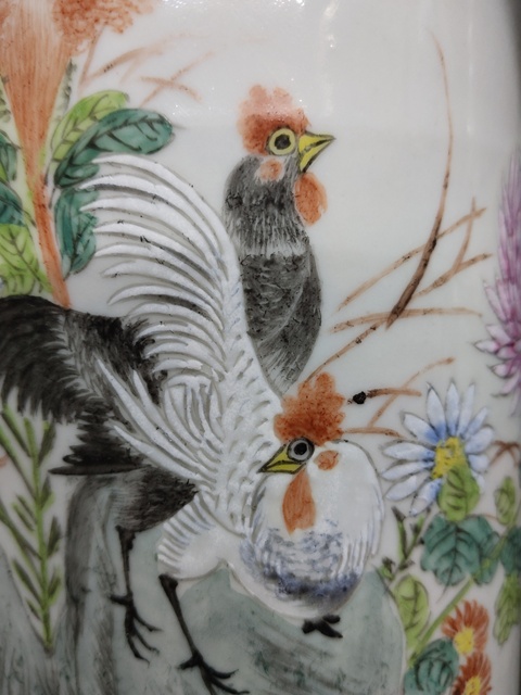 古玩陶瓷粉彩花鳥紋帽筒真品鑒賞圖