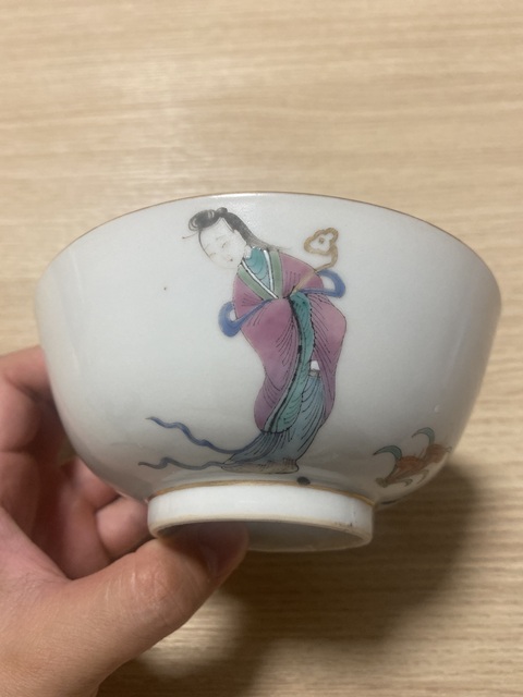 古玩陶瓷晚清 粉彩麻姑獻壽圖墩式碗拍賣，當前價格15000元