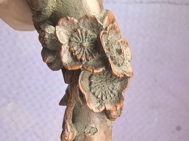 古玩雜項沉香木雕刻的梅花枝真品鑒賞圖