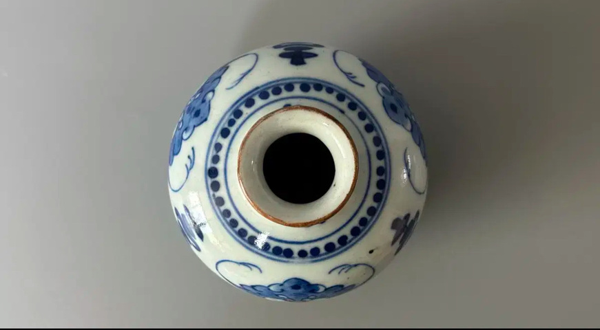 古玩陶瓷福壽紋青花石榴尊真品鑒賞圖