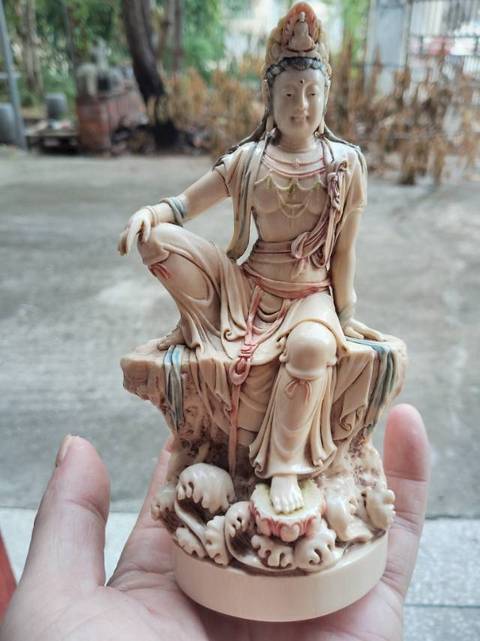 古玩雜項(xiàng)水月觀音牙雕真品鑒賞圖