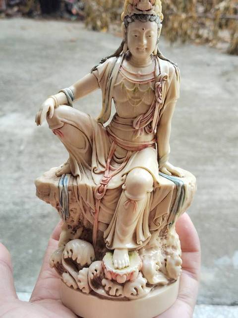 古玩雜項(xiàng)水月觀音牙雕真品鑒賞圖