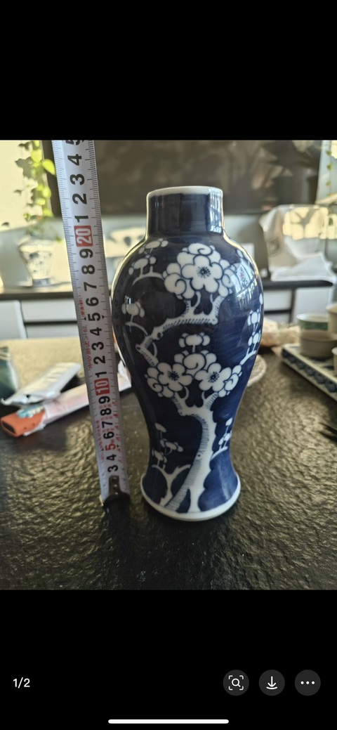 古玩陶瓷青花留白冰梅紋雞腿瓶真品鑒賞圖